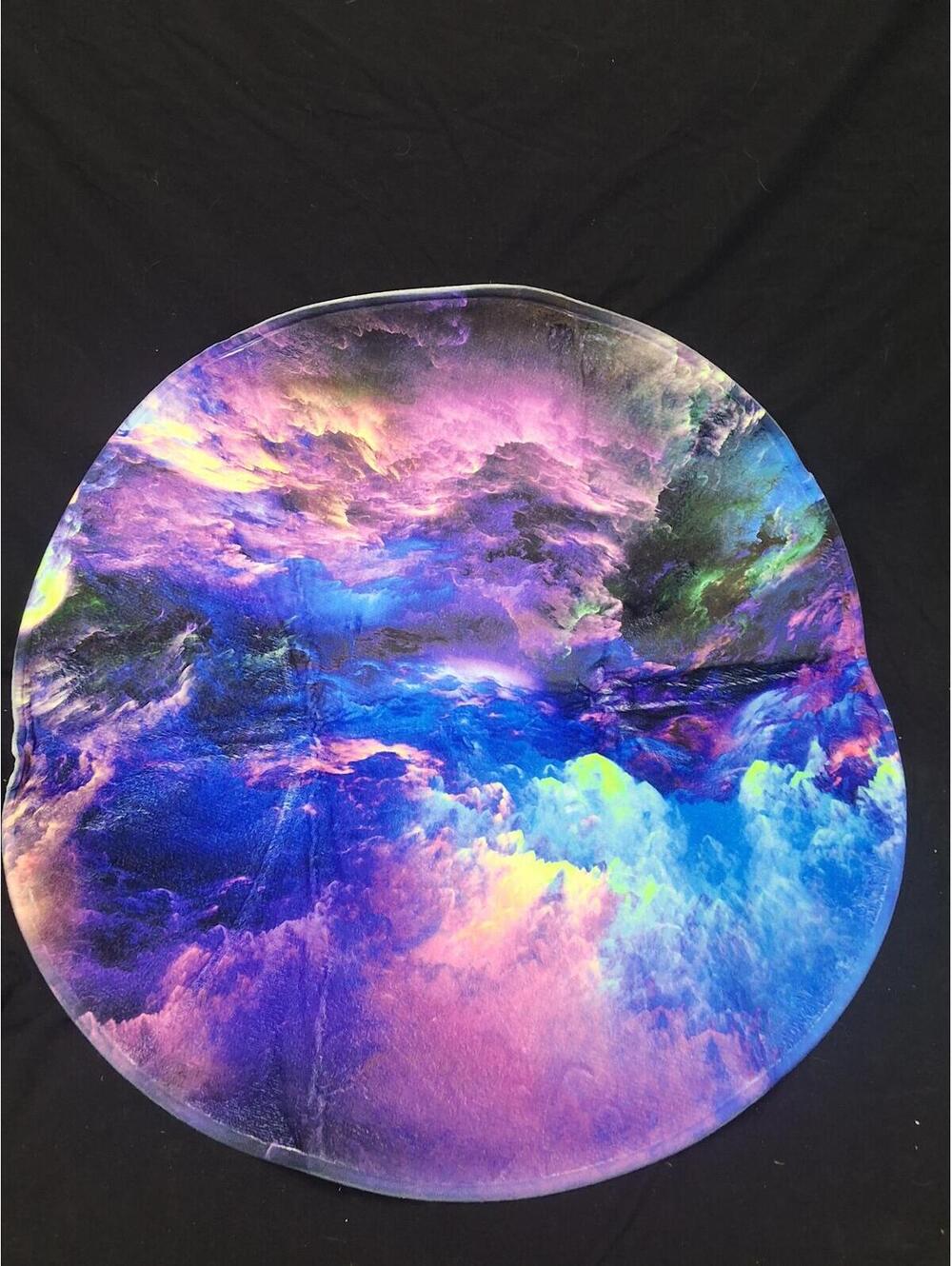 Vibrant Galaxy Print Round Mat with Non-Slip Backing 31 dia.